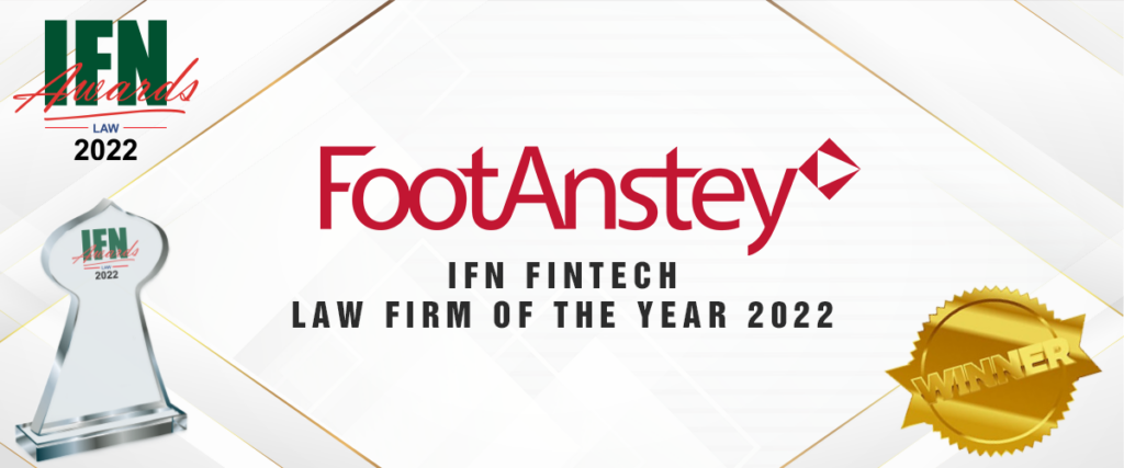 Foot Anstey crowned Fintech Law Firm of the Year 2022 at the Islamic Finance News Law Awards featured image